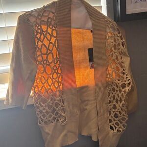 Cyrus Open-Knit Cream Blazer Jacket